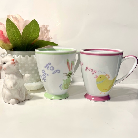 Starbucks 2007 Spring Bunny Hop & Chick Peep Coffee Cups 7 oz Easter Mugs Set 2 - Picture 5 of 15
